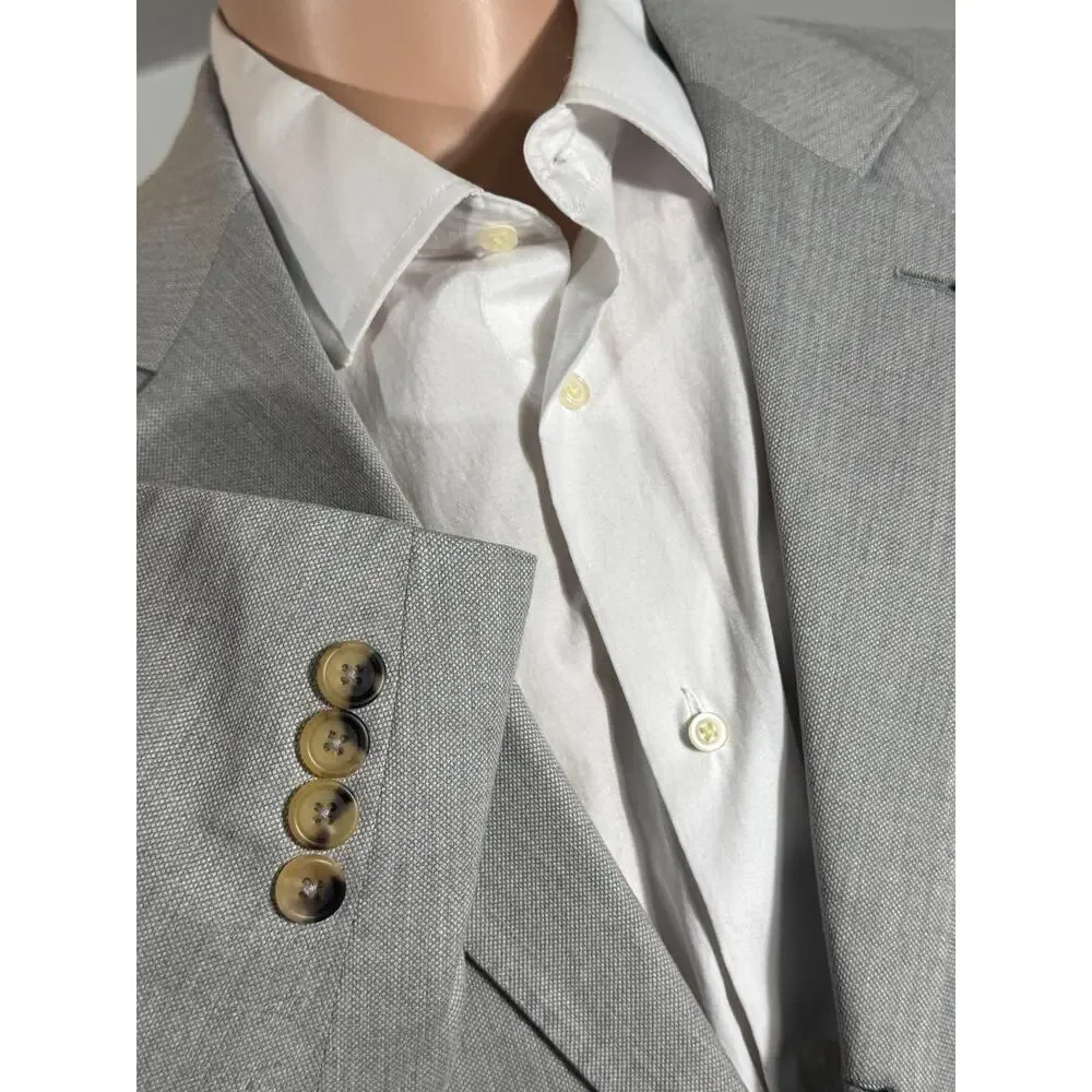Brunello Cucinelli Gray Cotton Birdseye Nailhead Blazer Sportcoat 54IT 42R US